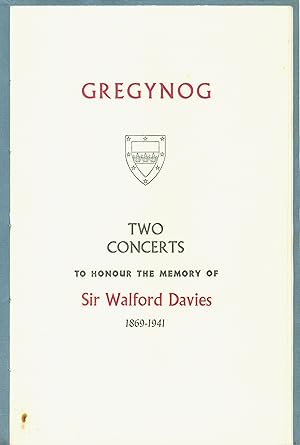 Two Concerts to honour the memory of Sir Walford Davies 1869-1941
