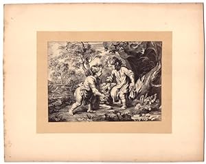 Bild des Verkufers fr Fotografie Jesus Kind, Johannes der Tufer behten ein Schaf, nach Peter Paul Rubens zum Verkauf von Bartko-Reher