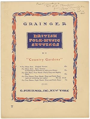 "Country Gardens." British Folk-Music Settings Nr. 22. [Piano solo]. Signed by the composer