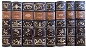 Seller image for DICTIONARY OF QUOTATIONS, COMPANION TO AMERICAN LITERATURE, TO ENGLISH LITERATURE, CLASSICAL LITERATURE, THESAURUS, DICTIONARY OF MODERN ENGLISH USAGE, DICTIONARY OF AMERICAN PROVERBS, CONCISE OXFORD DICTIONARY (8 VOLUME SET. LEATHER BOUND EASTON PRESS) for sale by Easton's Books, Inc.