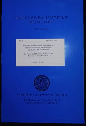 Bild des Verkufers fr Ein Fuhrer zu Mikroform-Bestanden der Bayerischen Staatsbibliothek. Nr. 9, September 1995 zum Verkauf von Antiquariat Bookfarm