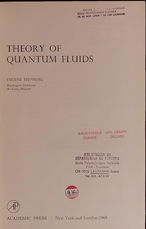 Seller image for THEORY OF QUANTUM FLUIDS. for sale by Antiquariat Bookfarm