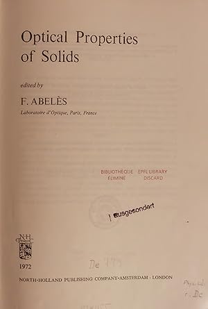 Seller image for Optical Properties of Solids. for sale by Antiquariat Bookfarm