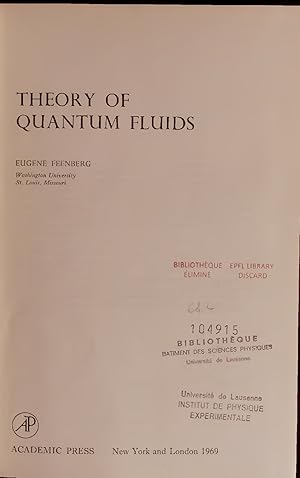 Imagen del vendedor de THEORY OF QUANTUM FLUIDS. a la venta por Antiquariat Bookfarm