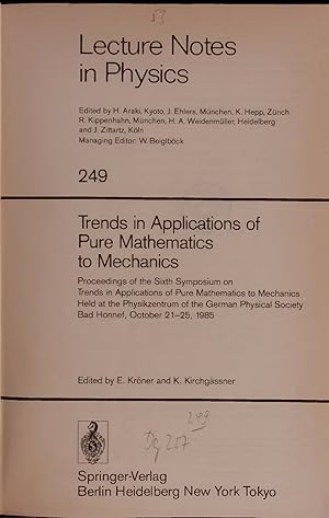 Seller image for Trends in Applications of Pure Mathematics to Mechanics. Lecture Notes in Physics 249 for sale by Antiquariat Bookfarm