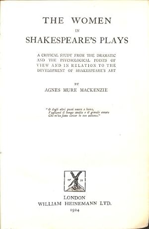 Immagine del venditore per The Women In Shakespeare's Plays venduto da WeBuyBooks