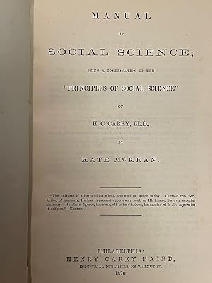 Seller image for Manual of Social Science; Being a condensation of "Principles of Social Science" for sale by Uncharted Books