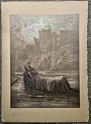 Gustave Dore 8 Original Woodcuts Mezzotint Elaine, by Alfred Tennyson ...