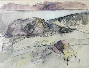 Barbara Rae large mixed media watercolour, signed and dated 1979.