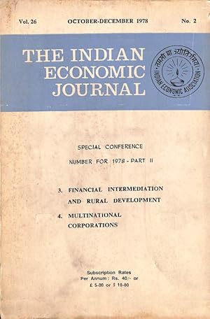 Seller image for The Indian Economic Journal Vol. 26 No. 2 for sale by Majestic Books