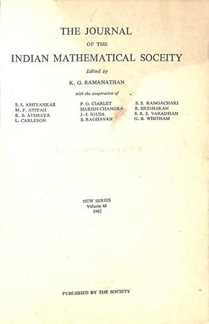 Seller image for The Journal of the Indian Mathematical Society Volume 46 for sale by Majestic Books