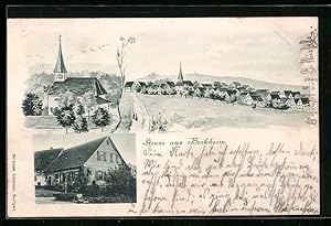 Ansichtskarte Berkheim, Kirche, Panorama