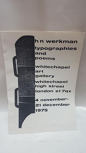 Bild des Verkufers fr H N Werkman Typographies and Poems 4 November - 21 December 1975 zum Verkauf von Cambridge Rare Books