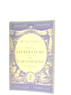 Image du vendeur pour De la Litterature: de l'Allemagne (extraits) mis en vente par World of Rare Books