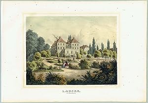 Bild des Verkufers fr Das Schloss mit englischem Park in Lauske (Weienberg) stlich von Bautzen, um 1860 zum Verkauf von Antiquariat Hardner