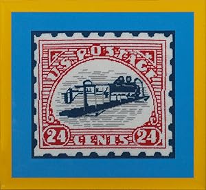 Hand Needlepoint Inverted Jenny U.S. Postage 24C Stamp