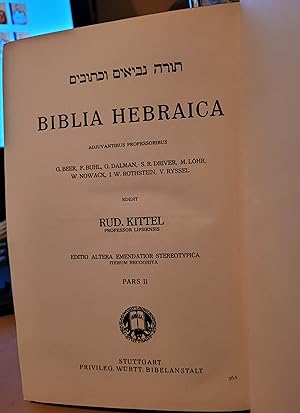 Biblia Hebraica Adjuvantibus Edidit Rud Kittell, ll