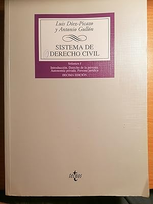 Image du vendeur pour Sistema de derecho civil; t.1 mis en vente par Libros Ramban