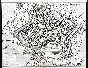 "Hildesia / Hildesheim." - Hildesheim Stadtplan Plan Niedersachsen