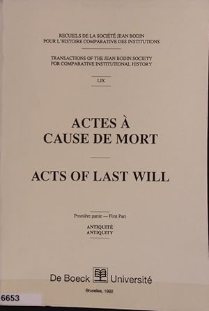 Bild des Verkufers fr Actes  cause de mort, premiere partie. zum Verkauf von Antiquariat Bookfarm