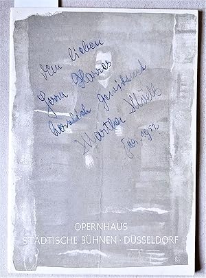 Image du vendeur pour Autograph Martha Mdl, Opernsngerin fr Kurt Horres, Regisseur und Opernintendant auf Vorderdeckel, datiert Febr. 1952: Stdtische Bhnen Dsseldorf 1951/52 Nr. 9. mis en vente par Versandantiquariat Kerstin Daras