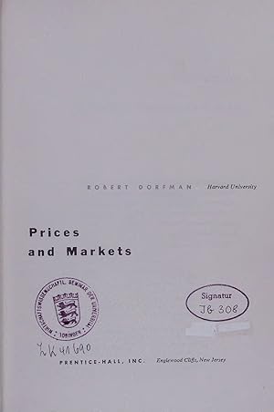 Bild des Verkufers fr Prices and Markets. zum Verkauf von Antiquariat Bookfarm