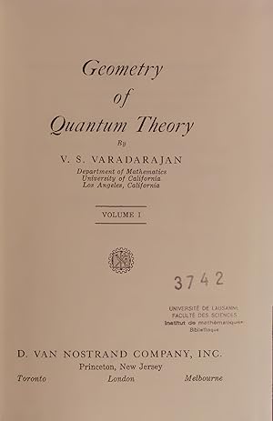 Image du vendeur pour Geometry of Quantum Theory. VOL. I mis en vente par Antiquariat Bookfarm