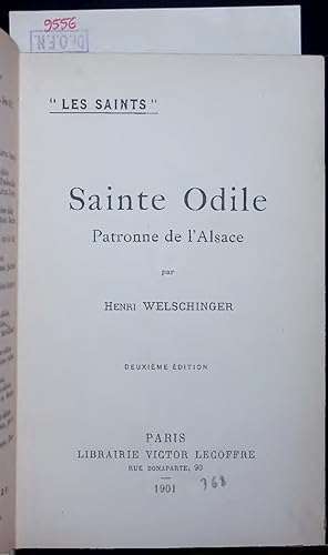 Imagen del vendedor de Sainte Odile. Patronne de l Alsace. a la venta por Antiquariat Bookfarm