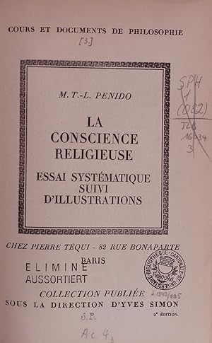 Bild des Verkufers fr LA CONSCIENCE RELIGIEUSE. COURS ET DOCUMENTS DE PHILOSOPHIE, 3 zum Verkauf von Antiquariat Bookfarm