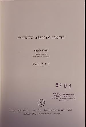Seller image for INFINITE ABELIAN GROUPS. Volume I for sale by Antiquariat Bookfarm