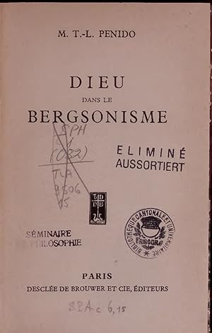 Bild des Verkufers fr DIEU DANS LE BERGSONISME. zum Verkauf von Antiquariat Bookfarm