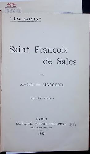 Bild des Verkufers fr Saint Franois de Sales. Les Saints, TROISIME DITION zum Verkauf von Antiquariat Bookfarm
