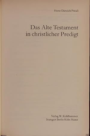 Seller image for Das Alte Testament in christlicher Predigt. for sale by Antiquariat Bookfarm