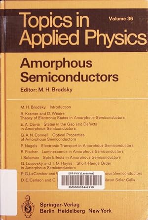 Immagine del venditore per Amorphous semiconductors. venduto da Antiquariat Bookfarm