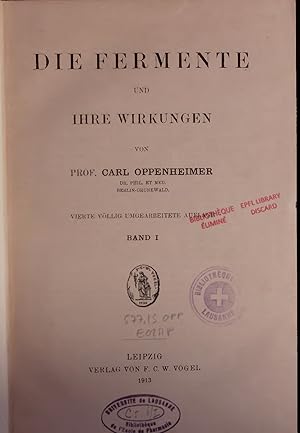 Seller image for Die Fermente und Ihre Wirkungen. Band I for sale by Antiquariat Bookfarm