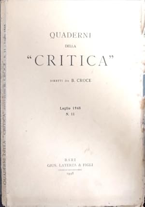 Seller image for Quaderni della critica. 1948 n.11. for sale by FIRENZELIBRI SRL