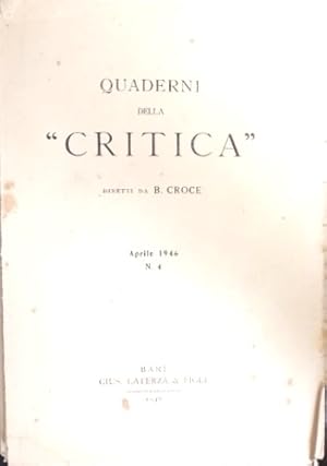 Seller image for Quaderni della critica. 1946 n.4 for sale by FIRENZELIBRI SRL