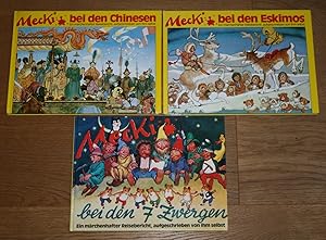 3 Bände: Mecki bei den .Chinesen .7 Zwergen .Eskimos. [Ein märchenhafter Reisebericht aufgeschrie...