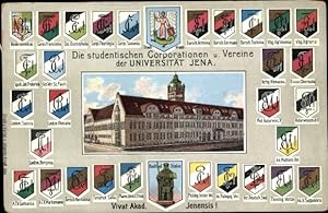Studentika Ansichtskarte / Postkarte Universität Jena, Wappen der Corporationen und Vereine