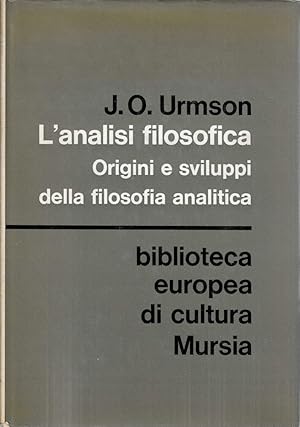 Seller image for L'analisi filosofica . Origini e sviluppi della filosofia analitica for sale by Messinissa libri