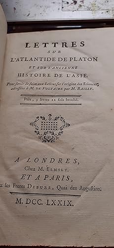 lettres sur l'origine des sciences et sur celle des peuples de l'asie 2 volumes