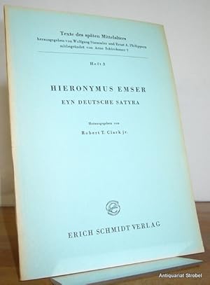 Bild des Verkufers fr Eyn deutsche Satyra vnd straffe des Eebruchs, vnnd in was wrden vnnd erenn der Eelich stand vorczeiten gehalten, mit erclrung vil schoner historien. Herausgegeben von Robert T. Clark jr. zum Verkauf von Antiquariat Christian Strobel (VDA/ILAB)