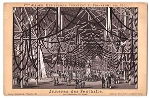 Bild des Verkufers fr Lithografie G. Bumlein, Co., Frankfurt / Main, Ansicht Frankfurt / Main, Deutsches Turnfest 1880, Festhalle zum Verkauf von Bartko-Reher