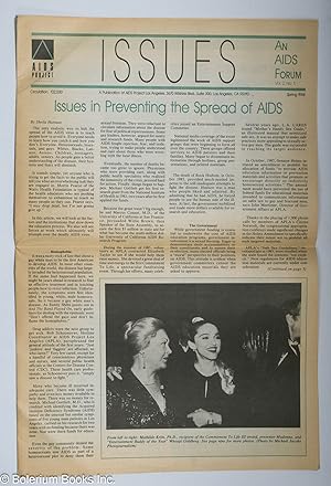 Bild des Verkufers fr Issues: an AIDS Forum; vol. 2, #1, Spring 1988: issues in preventing the spread of AIDS zum Verkauf von Bolerium Books Inc.