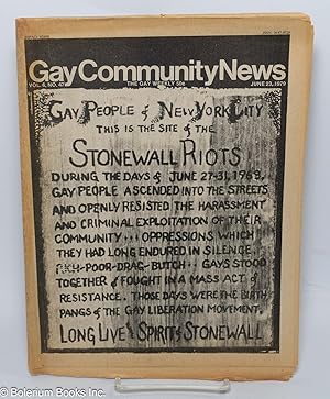 Imagen del vendedor de GCN: Gay Community News; the gay weekly; vol. 6, #47, June 23, 1979: Stonewall Tenth Anniversary a la venta por Bolerium Books Inc.