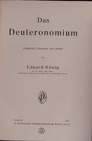 Bild des Verkufers fr Das Deuteronomium. zum Verkauf von Antiquariat Bookfarm