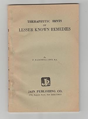 Seller image for Therapeutic hints of lesser known remedies for sale by WeBuyBooks