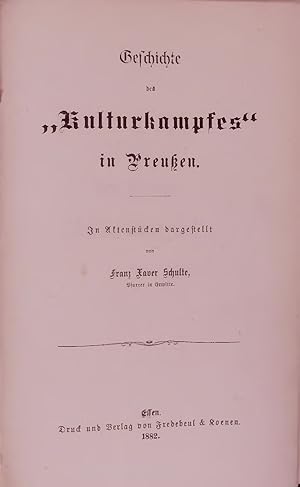 Bild des Verkufers fr Geschichte des "Kulturkampfes" in Preussen. zum Verkauf von Antiquariat Bookfarm