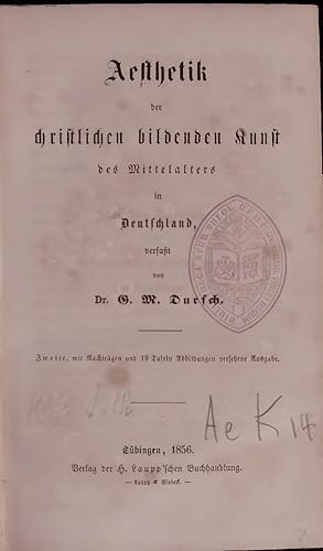 Bild des Verkufers fr Aesthetik der christlichen bildenden Kunst des Mittelalters in Deutschland. zum Verkauf von Antiquariat Bookfarm