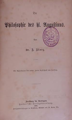 Bild des Verkufers fr Die Philosophie des hl. Augustinus. zum Verkauf von Antiquariat Bookfarm